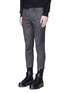Front View - Click To Enlarge - NEIL BARRETT - Camouflage pinstripe zip cuff cropped pants