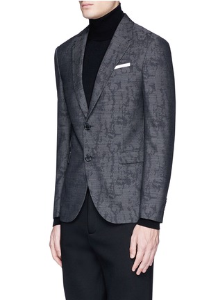 Front View - Click To Enlarge - NEIL BARRETT - Slim fit camouflage jacquard blazer