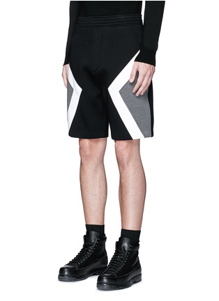 Front View - Click To Enlarge - NEIL BARRETT - 'Modernist' colourblock bonded jersey shorts