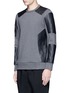 Front View - Click To Enlarge - NEIL BARRETT - Quilted faux leather patch sweatshirt
