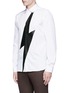 Front View - Click To Enlarge - NEIL BARRETT - Leather thunderbolt cotton shirt