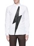 Main View - Click To Enlarge - NEIL BARRETT - Leather thunderbolt cotton shirt