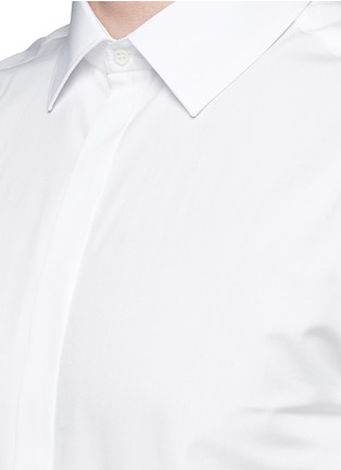 Detail View - Click To Enlarge - NEIL BARRETT - Thunderbolt pin faux leather tie tuxedo shirt