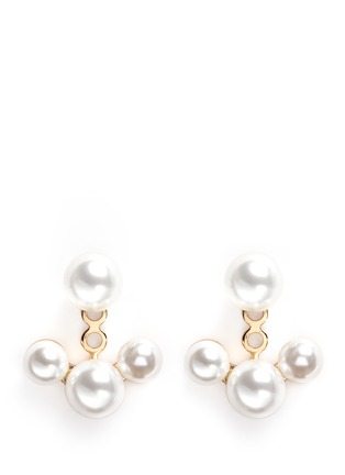 Main View - Click To Enlarge - KENNETH JAY LANE - Glass pearl jacket earrings