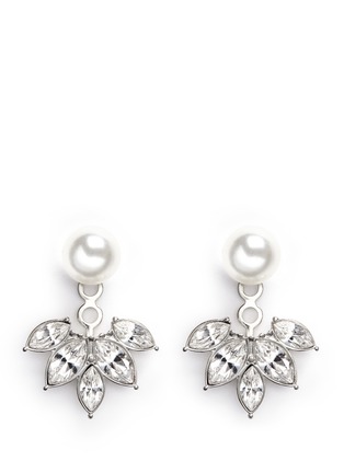 Main View - Click To Enlarge - KENNETH JAY LANE - Pearl stud crystal jacket earrings
