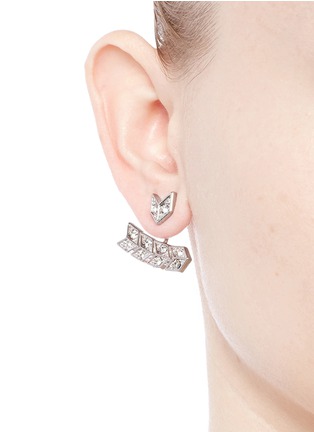 Figure View - Click To Enlarge - KENNETH JAY LANE - Crystal pavé arrow jacket earrings