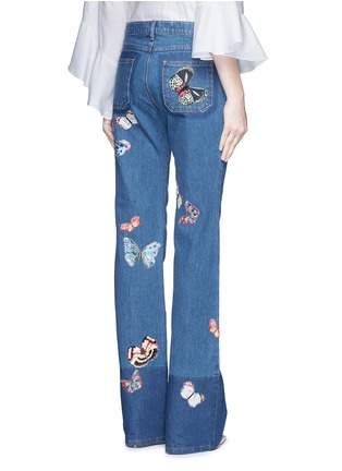 Back View - Click To Enlarge - VALENTINO GARAVANI - Butterfly embroidery patch straight leg jeans