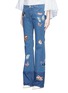 Front View - Click To Enlarge - VALENTINO GARAVANI - Butterfly embroidery patch straight leg jeans