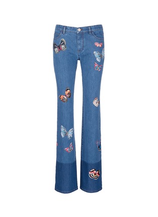 Main View - Click To Enlarge - VALENTINO GARAVANI - Butterfly embroidery patch straight leg jeans