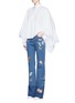 Figure View - Click To Enlarge - VALENTINO GARAVANI - Butterfly embroidery patch straight leg jeans