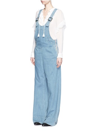 Front View - Click To Enlarge - CHLOÉ - Light wash denim overalls