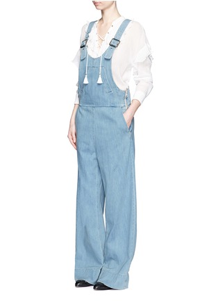 Figure View - Click To Enlarge - CHLOÉ - Light wash denim overalls
