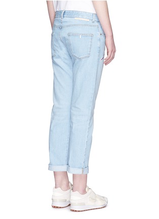 Back View - Click To Enlarge - STELLA MCCARTNEY - Bonded flower print light washed boyfriend jeans