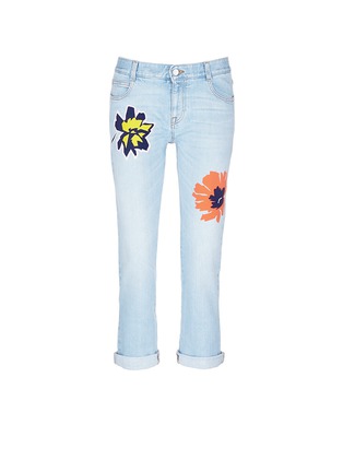 Main View - Click To Enlarge - STELLA MCCARTNEY - Bonded flower print light washed boyfriend jeans