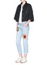 Figure View - Click To Enlarge - STELLA MCCARTNEY - Bonded flower print light washed boyfriend jeans
