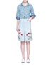 Figure View - Click To Enlarge - STELLA MCCARTNEY - Floral embroidery denim skirt