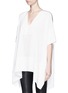 Front View - Click To Enlarge - VINCE - V-neck silk crepe de Chine poncho
