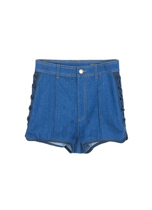 Main View - Click To Enlarge - ALEXANDER MCQUEEN - Lace-up side mini denim shorts