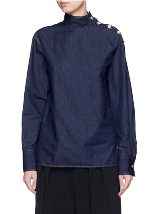 Main View - Click To Enlarge - EMILIO PUCCI - Logo enamel button chambray top