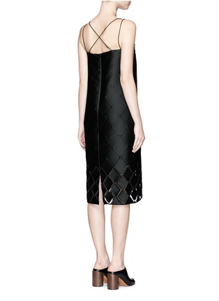 Back View - Click To Enlarge - PRINGLE OF SCOTLAND - Diamond fil coupé leather cord eyelet dress