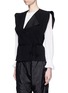 Front View - Click To Enlarge - ISABEL MARANT - 'Fauna' asymmetric drape waffle knit wrap top
