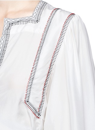 Detail View - Click To Enlarge - ISABEL MARANT - 'Lisa' embroidered wrap front silk top