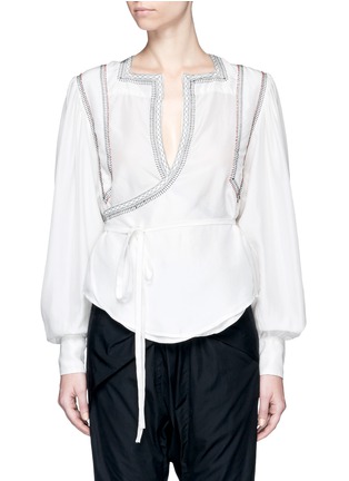 Main View - Click To Enlarge - ISABEL MARANT - 'Lisa' embroidered wrap front silk top