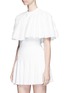 Front View - Click To Enlarge - ALAÏA - 'Marquises' ruffle trim dot jacquard cropped cape
