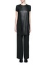 Main View - Click To Enlarge - NEIL BARRETT - Fringe eco leather stretch jersey T-shirt
