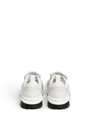 Back View - Click To Enlarge - NEIL BARRETT - Leather fringe mesh runner sneakers