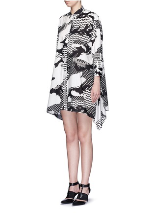 Front View - Click To Enlarge - NEIL BARRETT - Keffiyeh check camouflage print oversized shirt dress