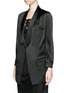 Front View - Click To Enlarge - GIVENCHY - Silk satin cold shoulder oversized soft blazer