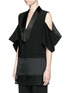 Front View - Click To Enlarge - GIVENCHY - Satin shawl lapel cold shoulder jacket