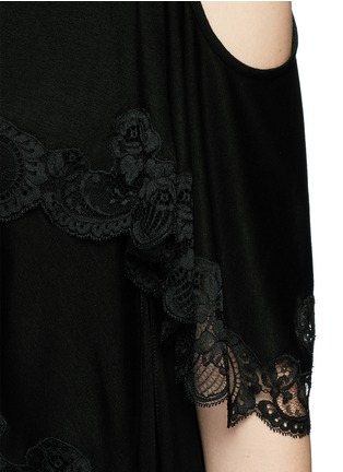 Detail View - Click To Enlarge - GIVENCHY - Open back lace trim asymmetric hem top