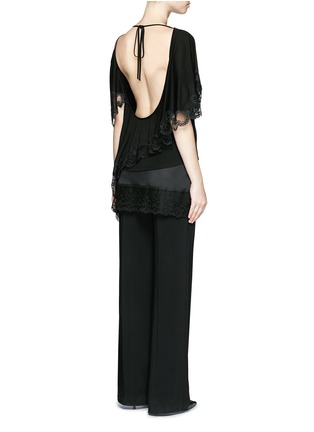 Back View - Click To Enlarge - GIVENCHY - Open back lace trim asymmetric hem top