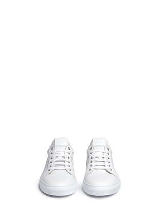 Front View - Click To Enlarge - ARMANI COLLEZIONI - Perforated leather sneakers