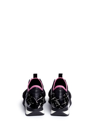 Back View - Click To Enlarge - BALENCIAGA - 'Race Runners' marble print leather combo neoprene sneakers