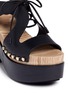 Detail View - Click To Enlarge - BALENCIAGA - Cutout rivet lace-up leather clog sandals