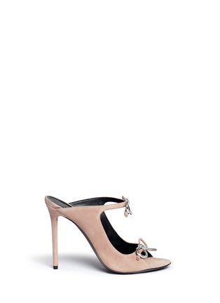 Main View - Click To Enlarge - BALENCIAGA - Metal bow suede mules