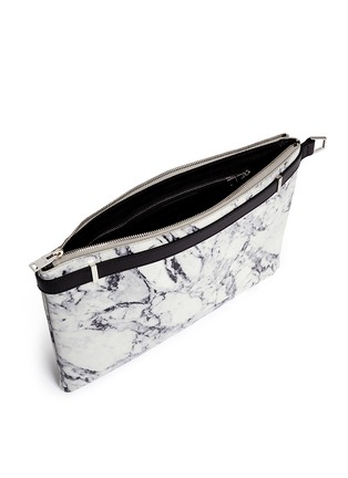Detail View - Click To Enlarge - BALENCIAGA - 'Phileas' marble print leather zip pouch