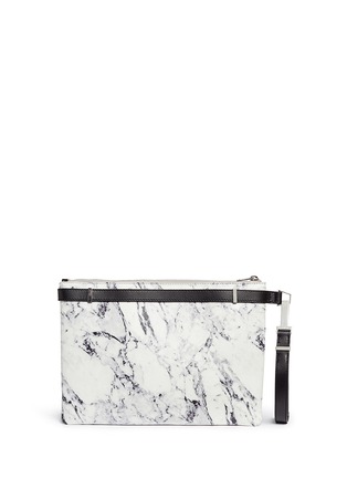 Main View - Click To Enlarge - BALENCIAGA - 'Phileas' marble print leather zip pouch