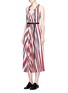 Figure View - Click To Enlarge - TOME - Belted stripe pleat satin dress