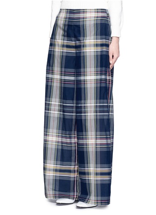 Front View - Click To Enlarge - ROSETTA GETTY - Madras voile check palazzo pants