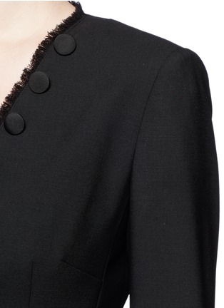 Detail View - Click To Enlarge - - - Frayed trim button wool suiting tailored jacket