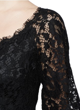 Detail View - Click To Enlarge - - - Ruffle hem scoop neck lace midi dress