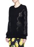 Front View - Click To Enlarge - - - Lace panel cashmere sweater