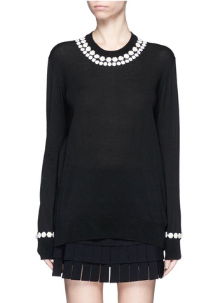 Main View - Click To Enlarge - - - Daisy macramé cashmere-cotton long sweater