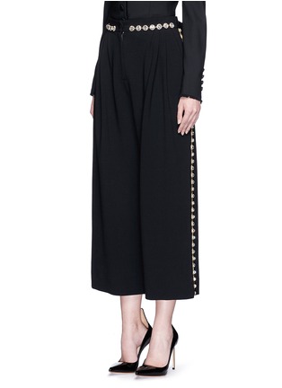Front View - Click To Enlarge - - - Bow back crystal wool-cotton pleat culottes