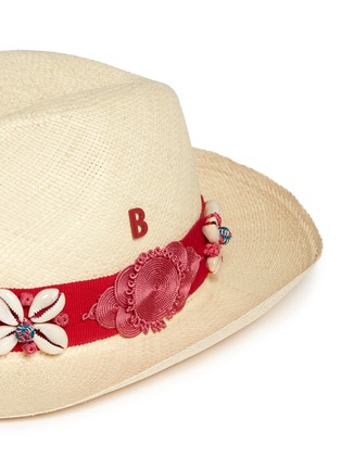 Detail View - Click To Enlarge - MY BOB - Embroidery seashell straw fedora panama hat