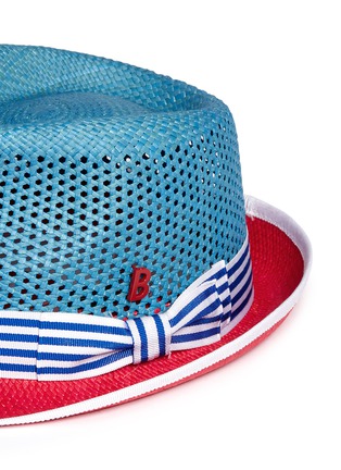 Detail View - Click To Enlarge - MY BOB - 'Trilby Aero' colourblock straw Panama hat